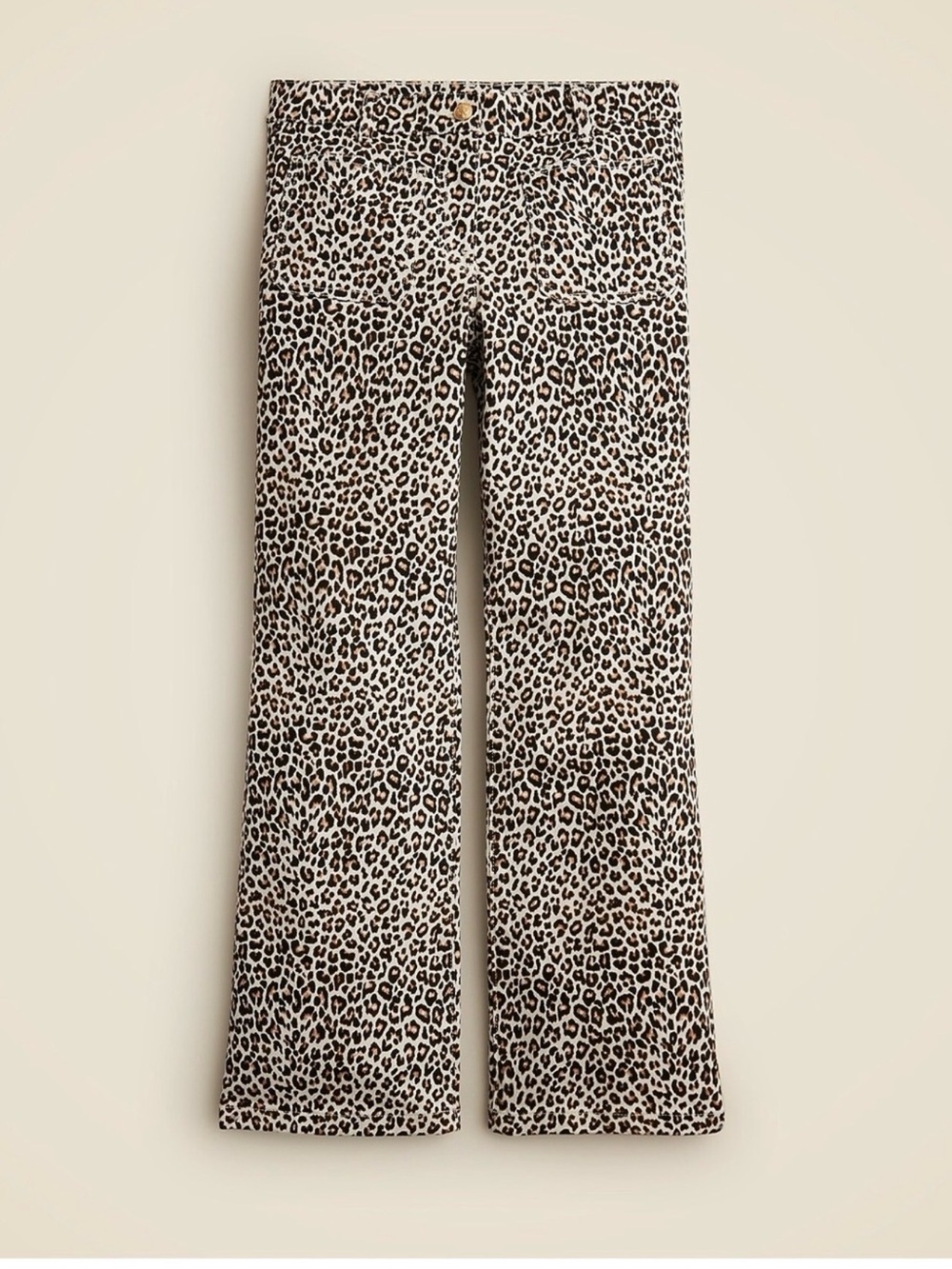 NWT J. Crew Petite High Rise Kickout Jean With Sailor Pockets, Leopard Print